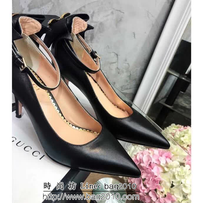 GUCCI古馳 18早春系列 代購品質 RMB古典美學皮革蝴蝶結 中跟單鞋 QZS1396